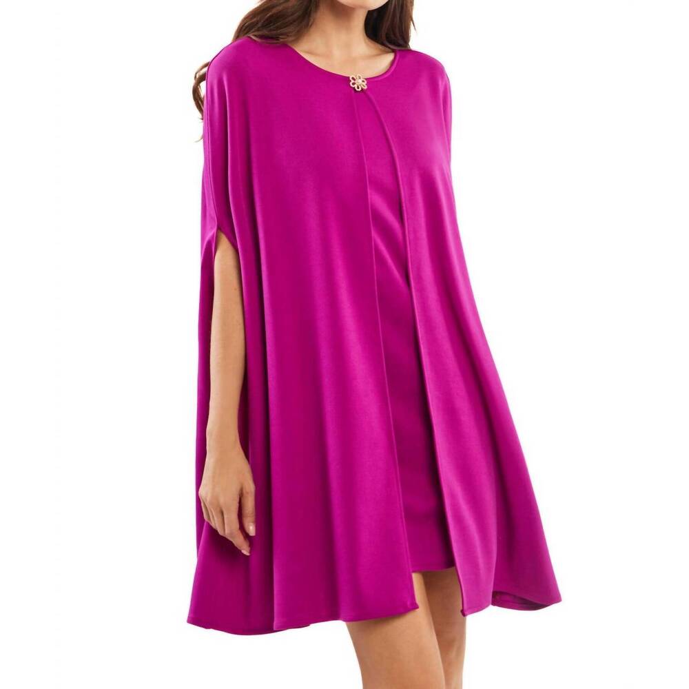 NEW ADORE fluid cape overlay dress in purple